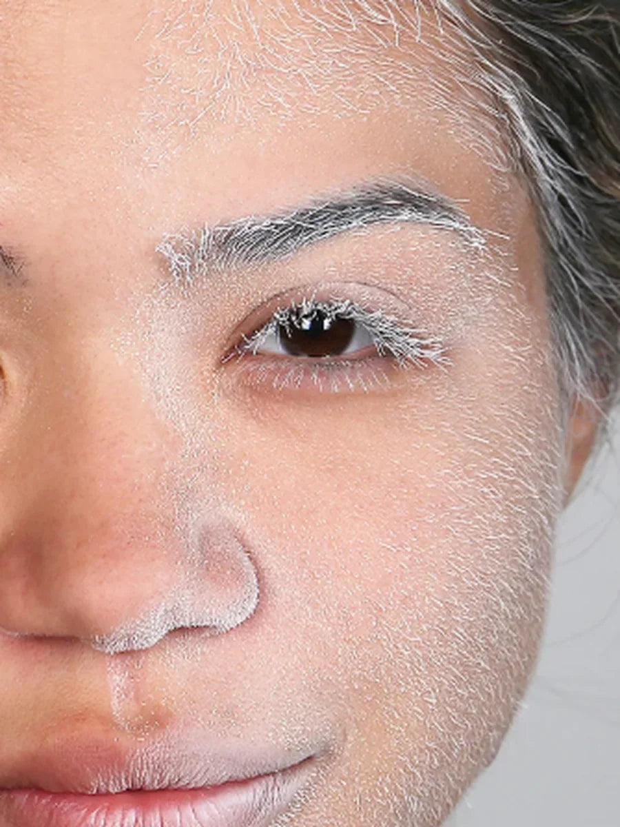 Fine facial hair made visible with temporary contrast