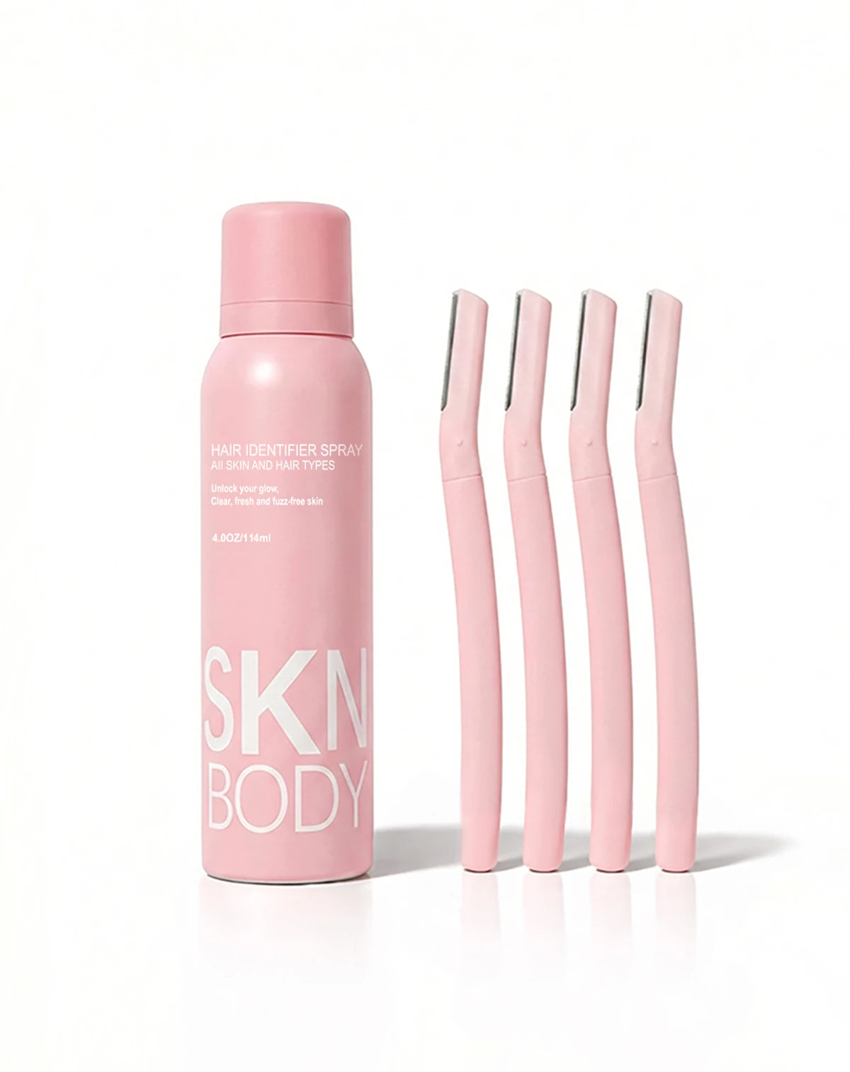 Hair Identifier Spray and four facial razors